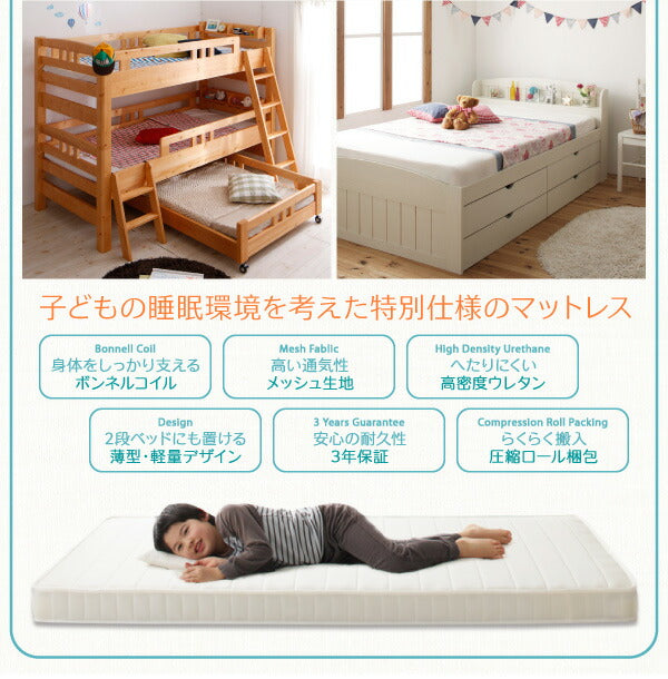 子供の睡眠環境を考えた 安眠マットレス抗菌・薄型・高通気 ボンネルコイル EVA エヴァ