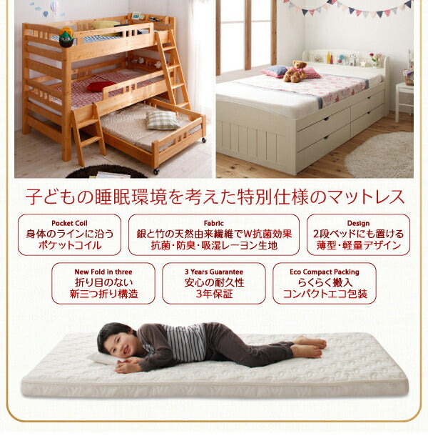 子供の睡眠環境を考えた 日本製 安眠マットレス抗菌・薄型・軽量国産ポケットコイル EVA エヴァ