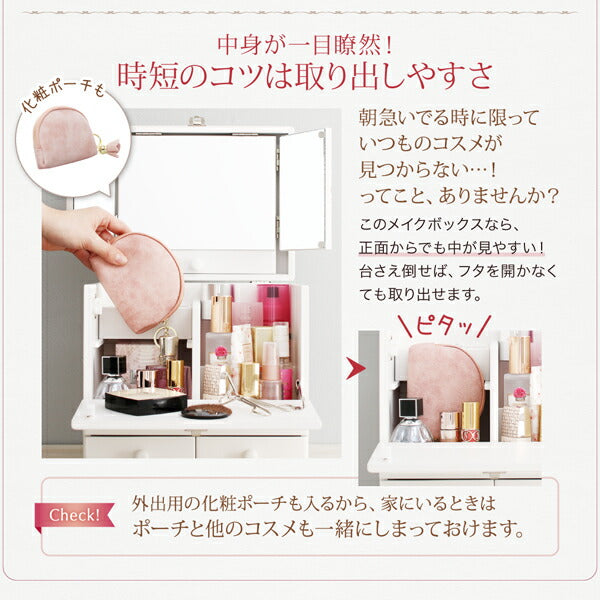 三面鏡付き カラフル木製メイクボックス