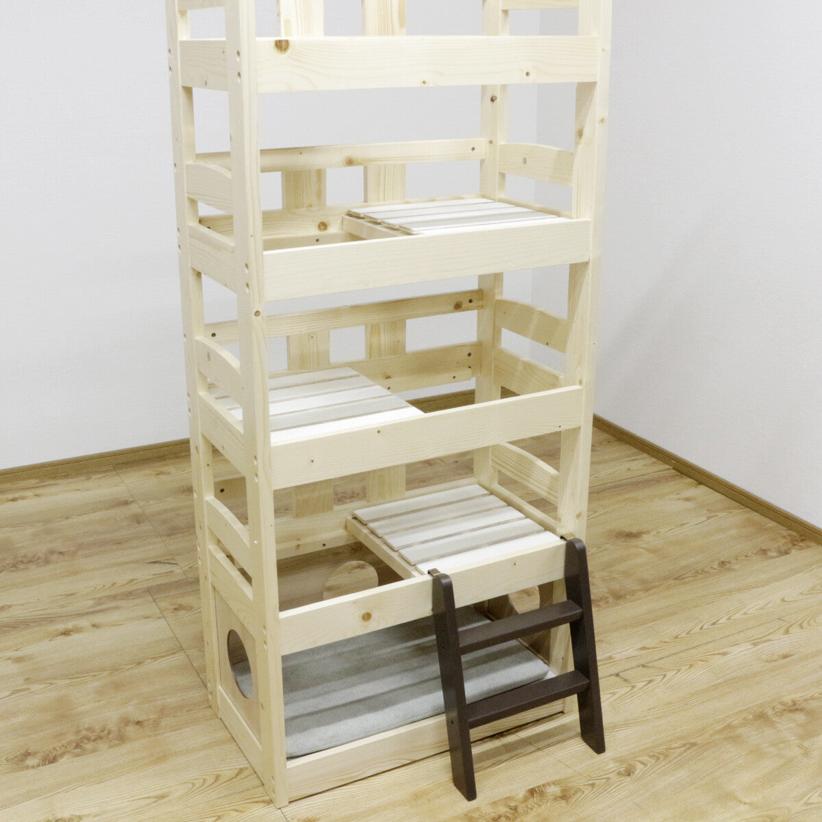ペットベッド キャットタワー ペット小屋 5段ベッド はしご パイン材 【ペット家具】