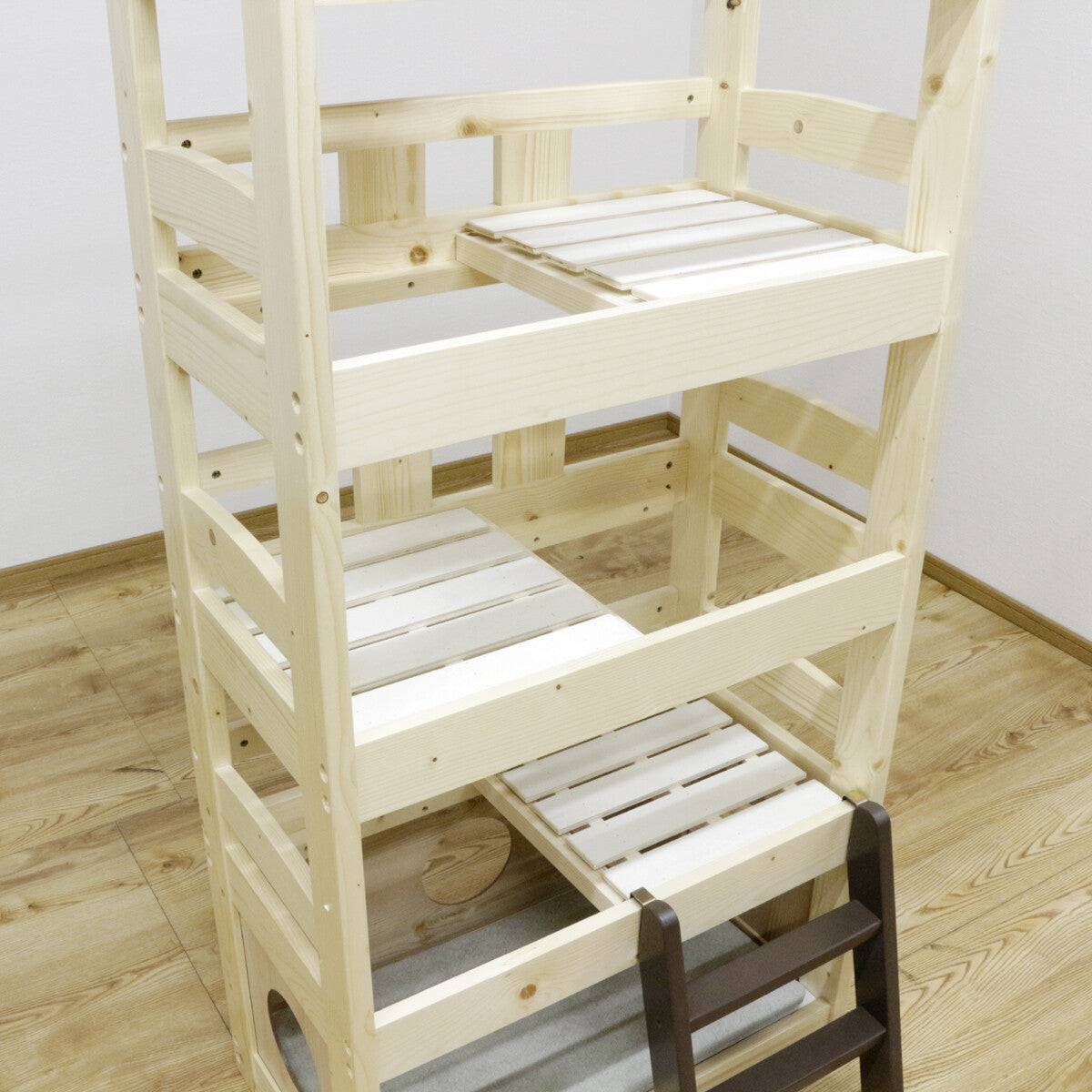 ペットベッド キャットタワー ペット小屋 5段ベッド はしご パイン材 【ペット家具】