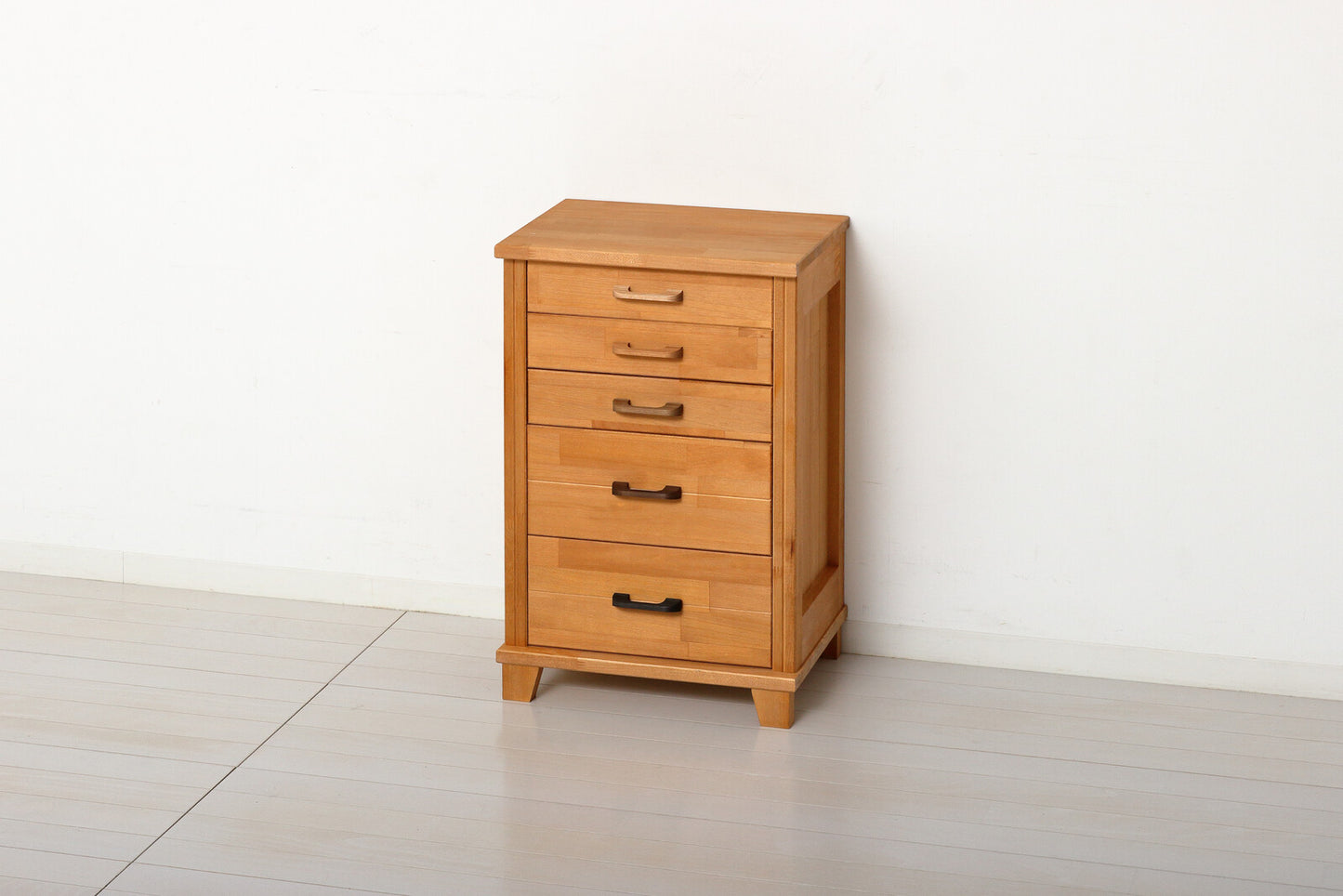 国産 天然木5段チェスト
