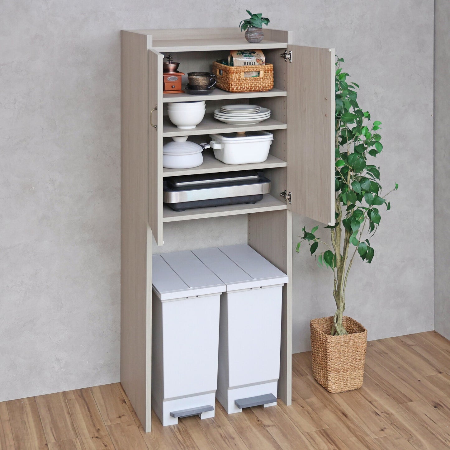 【日本製】 キッチンラック 幅60cm ゴミ箱上ラック ストッカー 組立 CN-1660OS