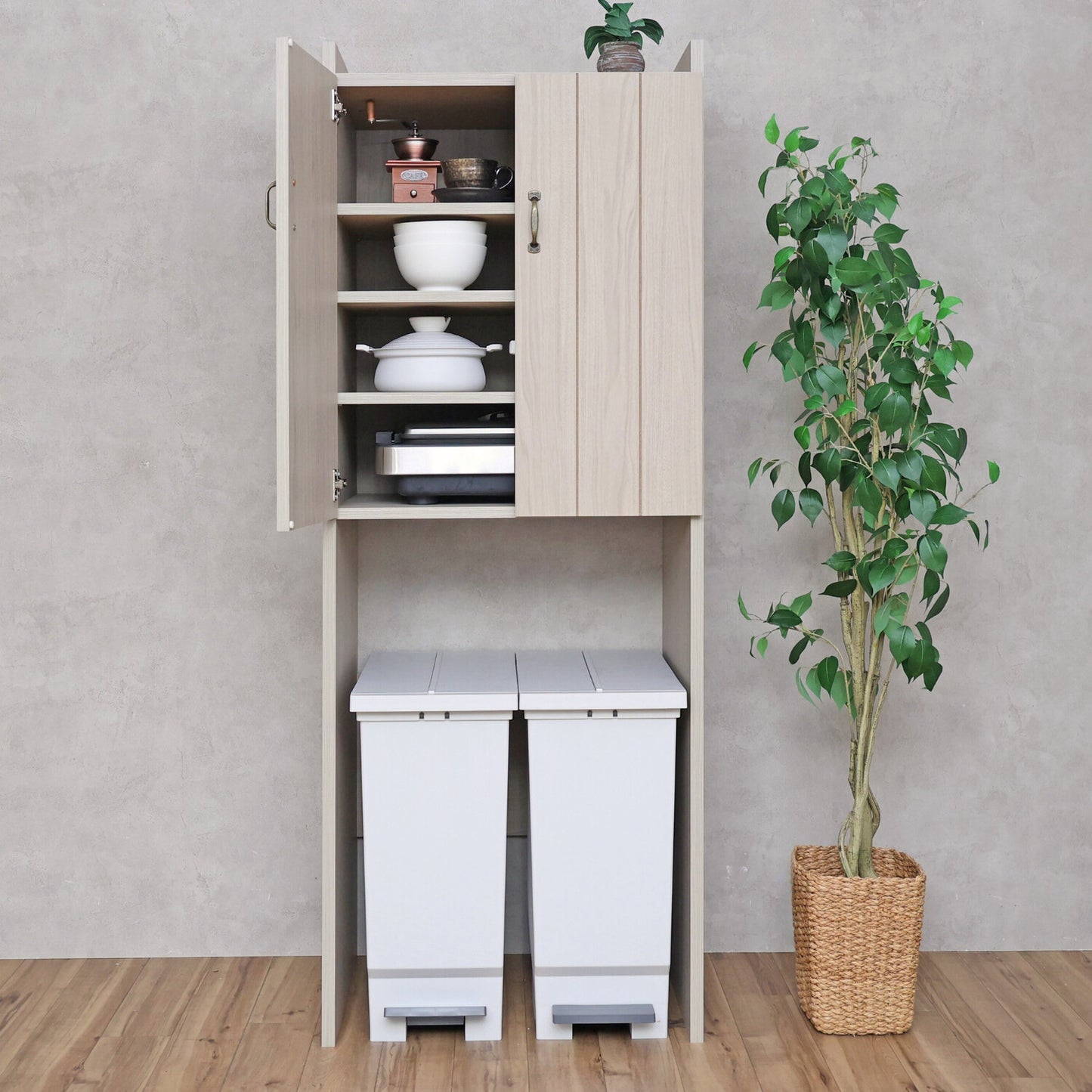 【日本製】 キッチンラック 幅60cm ゴミ箱上ラック ストッカー 組立 CN-1660OS