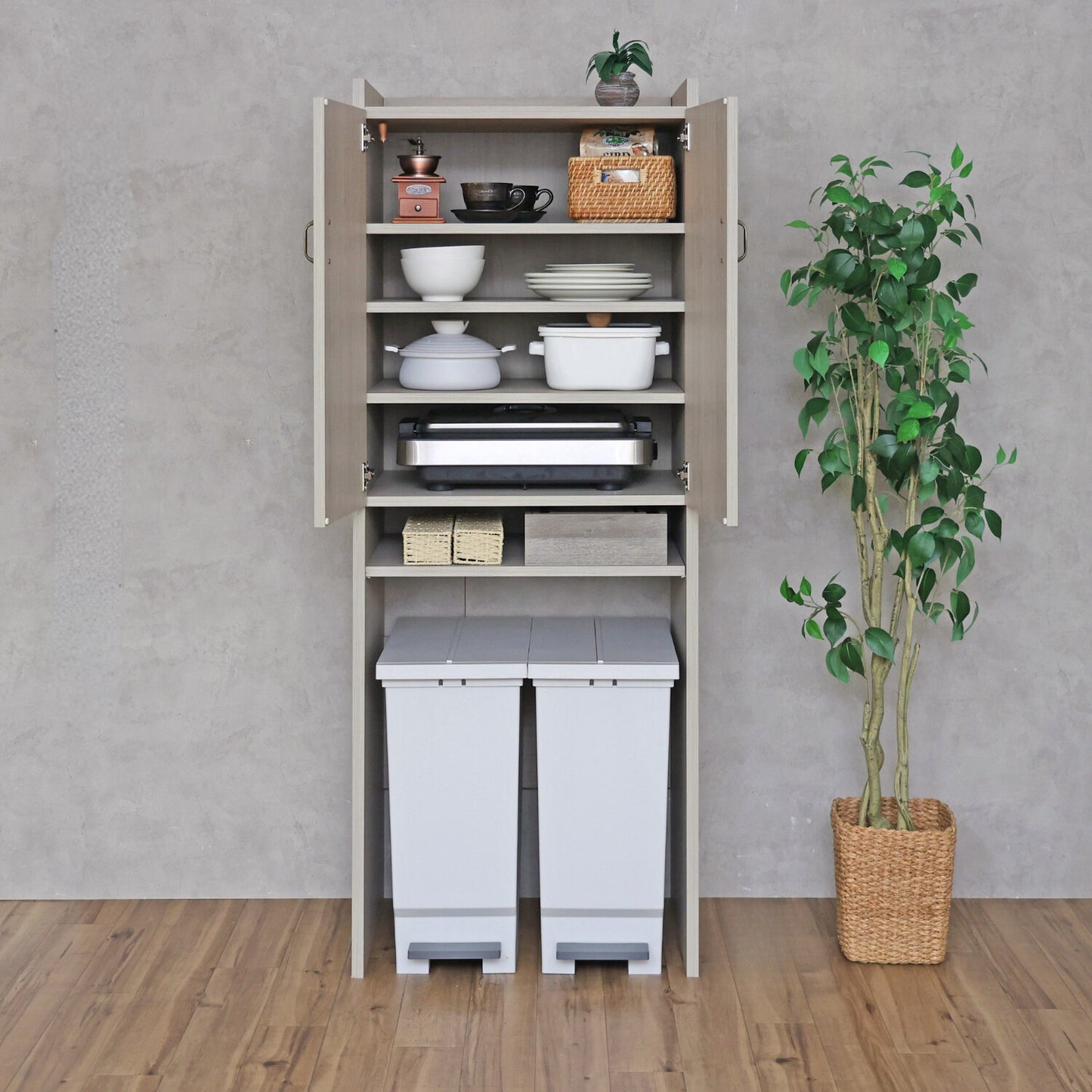 【日本製】 キッチンラック 幅60cm ゴミ箱上ラック ストッカー 組立 CN-1660OS