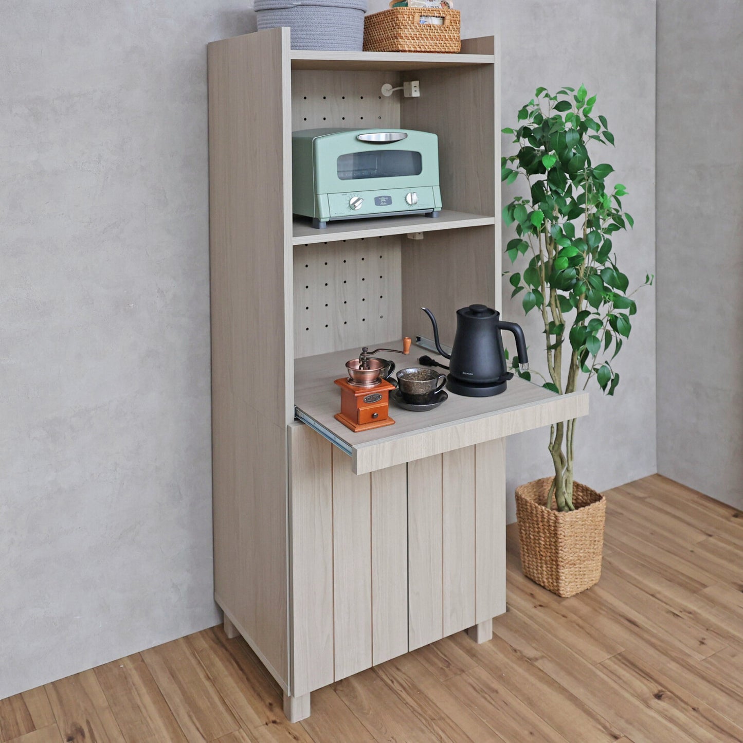 【日本製】 レンジ台 幅60cm キッチンラック キャビネット 組立 CN-1660SR