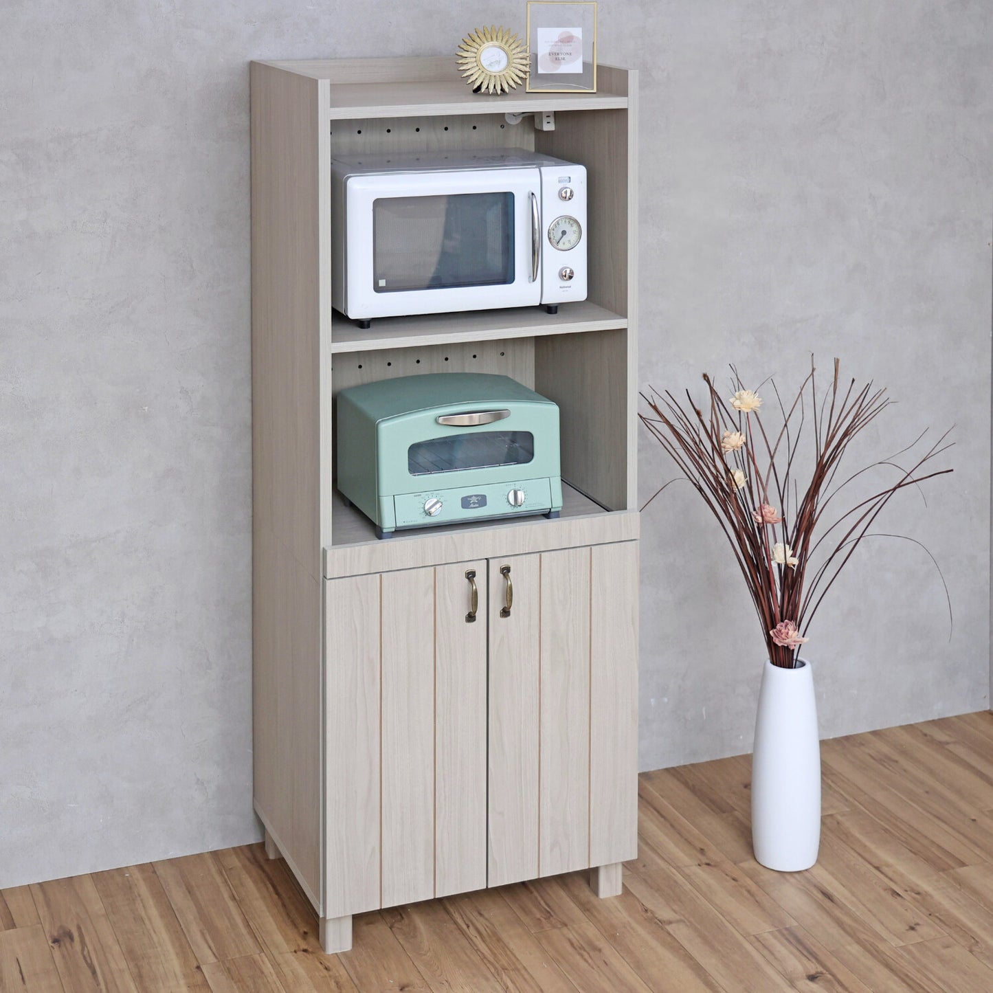 【日本製】 レンジ台 幅60cm キッチンラック キャビネット 組立 CN-1660SR