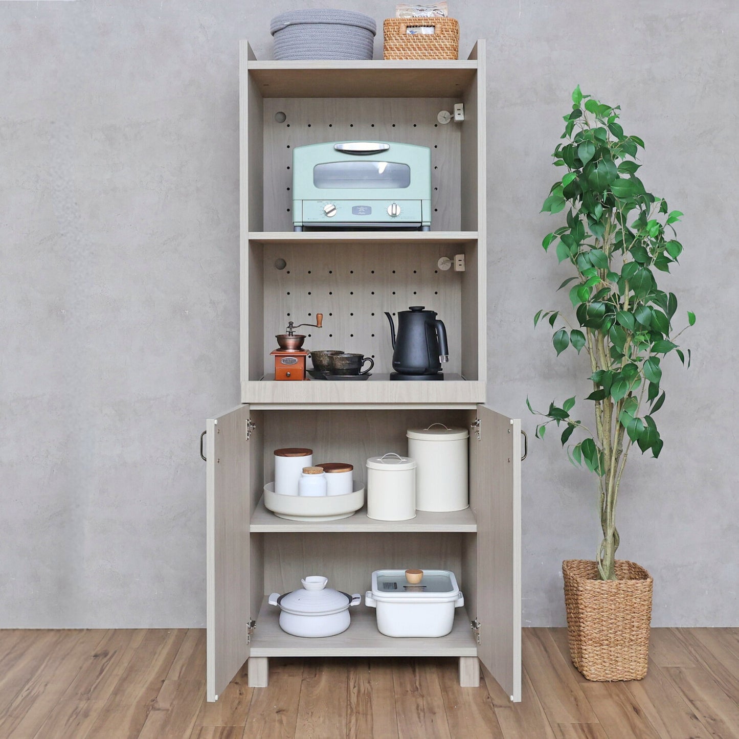 【日本製】 レンジ台 幅60cm キッチンラック キャビネット 組立 CN-1660SR