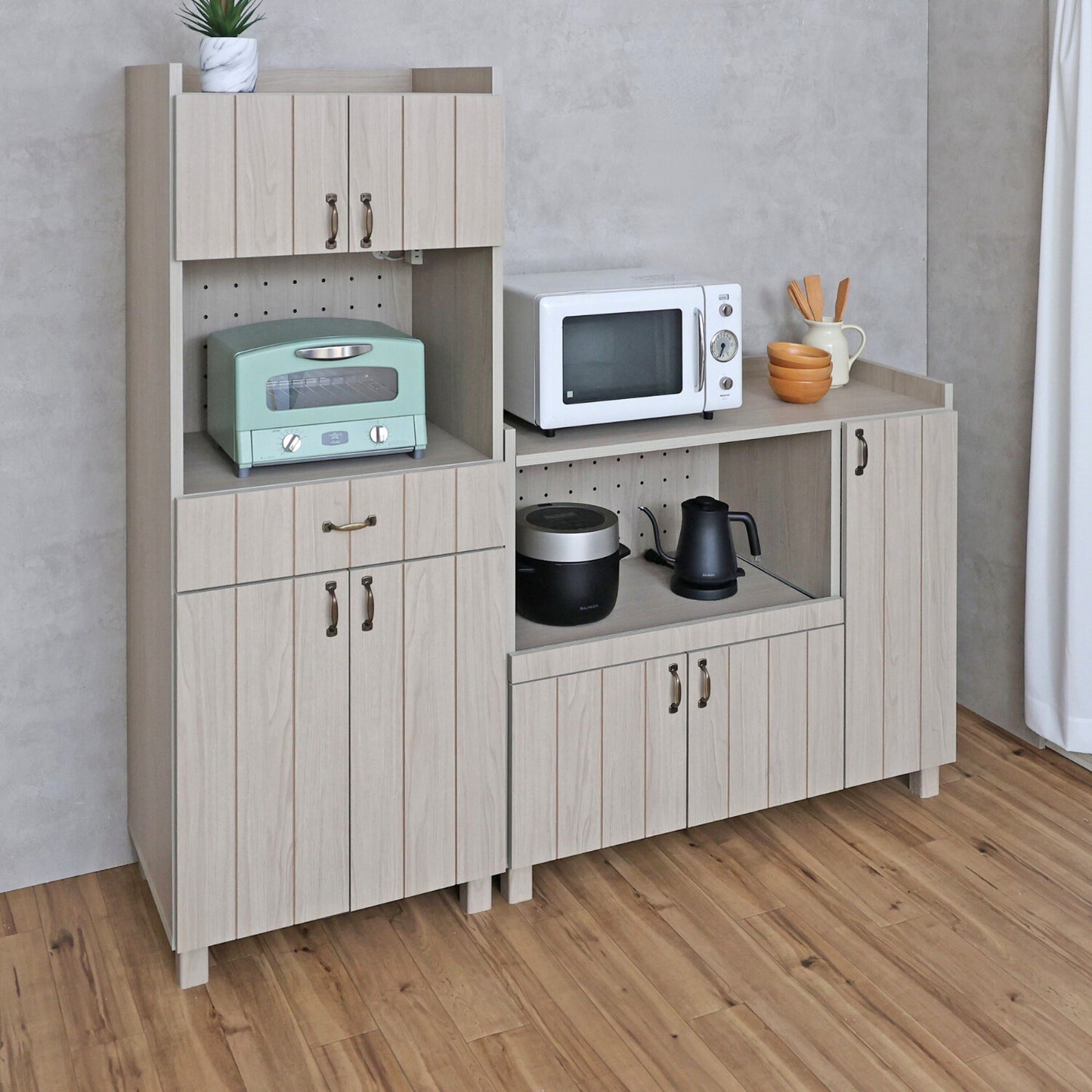 【日本製】 キッチンラック 幅60cm キャビネット 食器棚 組立 CN-1660TH