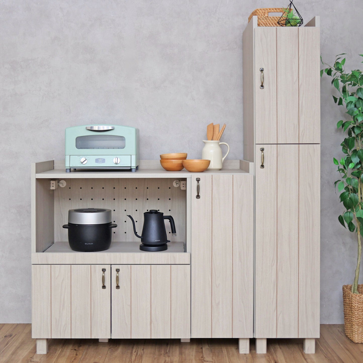 【日本製】 キッチンラック ストッカー 幅31cm スリム キャビネット 収納庫 組立 CN-1630S