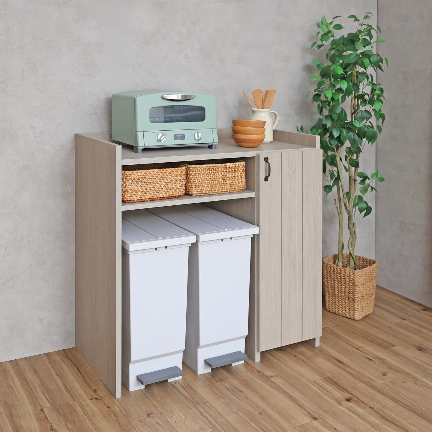 【日本製】 キッチンカウンター ゴミ箱収納 幅90cm キャビネット 作業台 組立 CN-9090OS