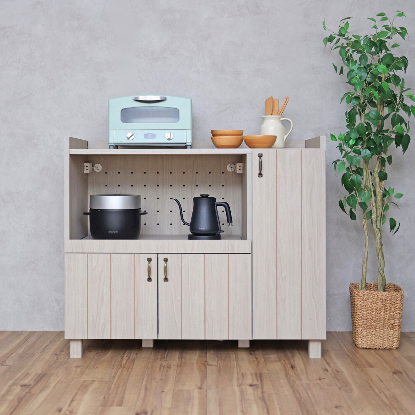 【日本製】 キッチンカウンター レンジ台 幅90cm キャビネット 作業台