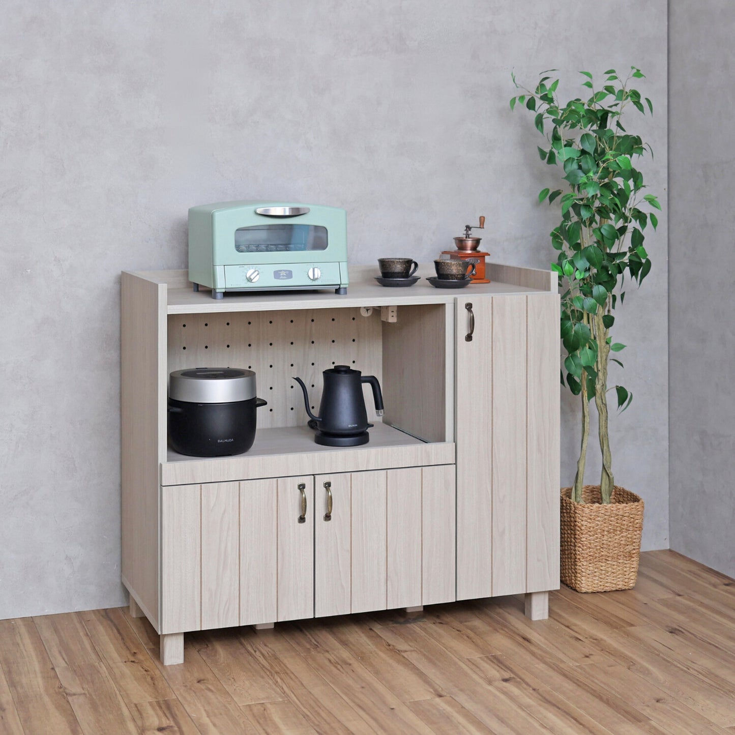 【日本製】 キッチンカウンター レンジ台 幅90cm キャビネット 作業台