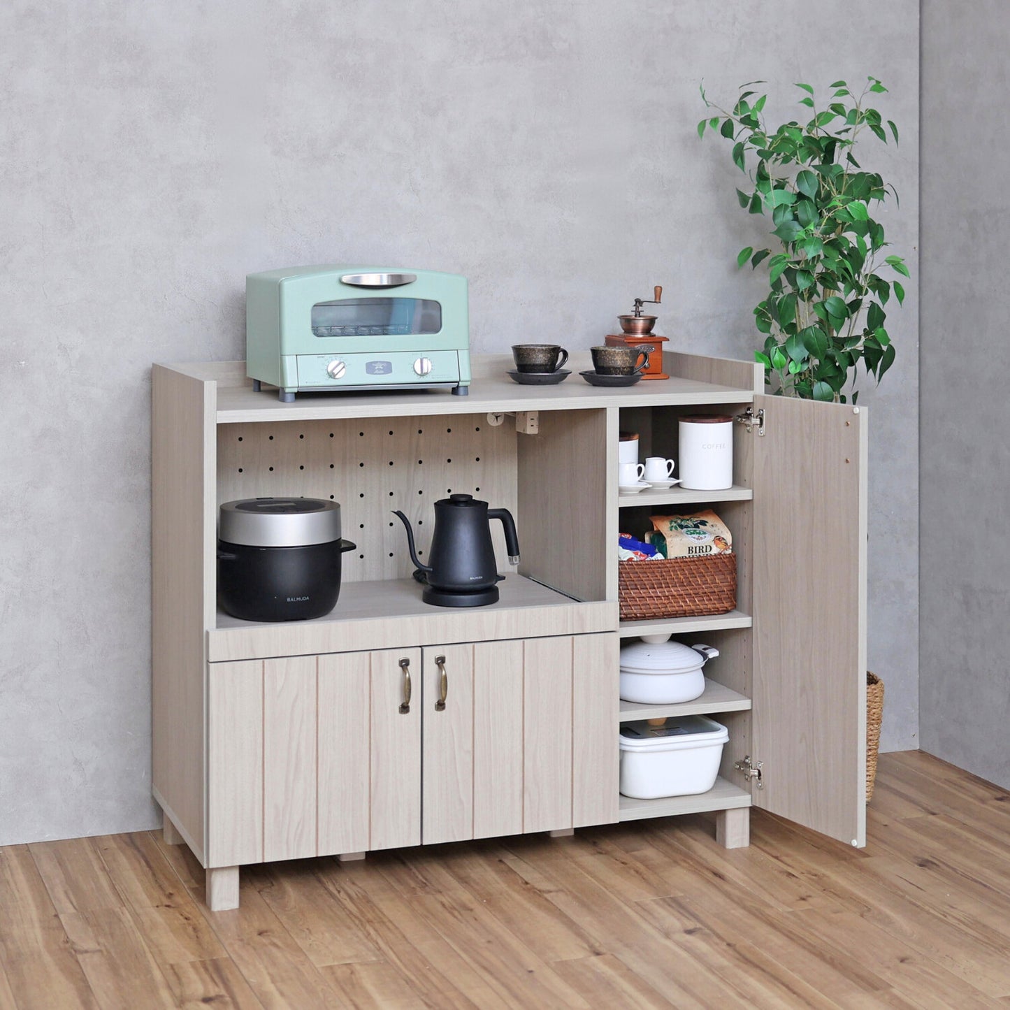 【日本製】 キッチンカウンター レンジ台 幅90cm キャビネット 作業台