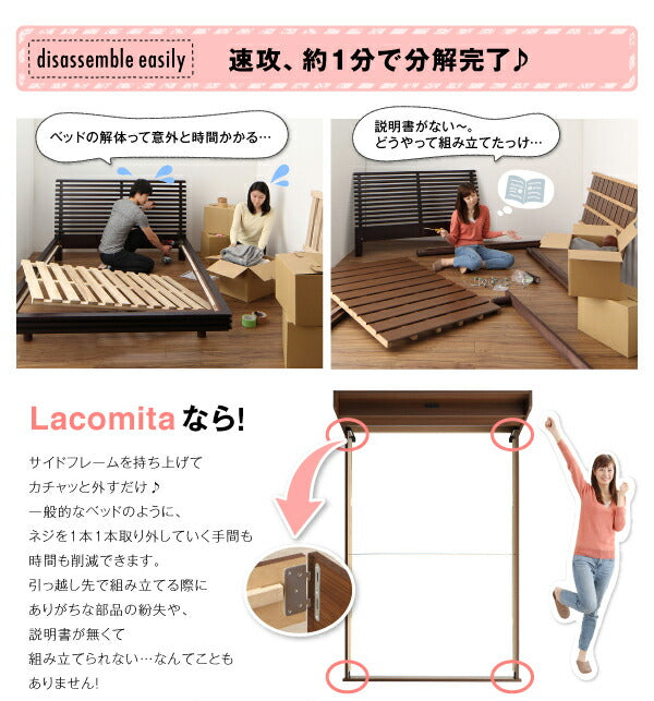 工具いらずの組み立て・分解簡単収納ベッド Lacomita ラコミタ