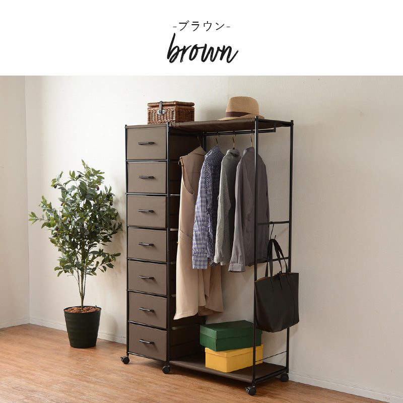 ハンガーラック-引出し7杯付き