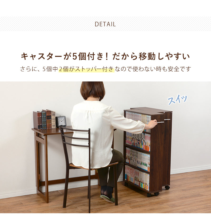 国産ダブル棚板本棚W90 ブラウン