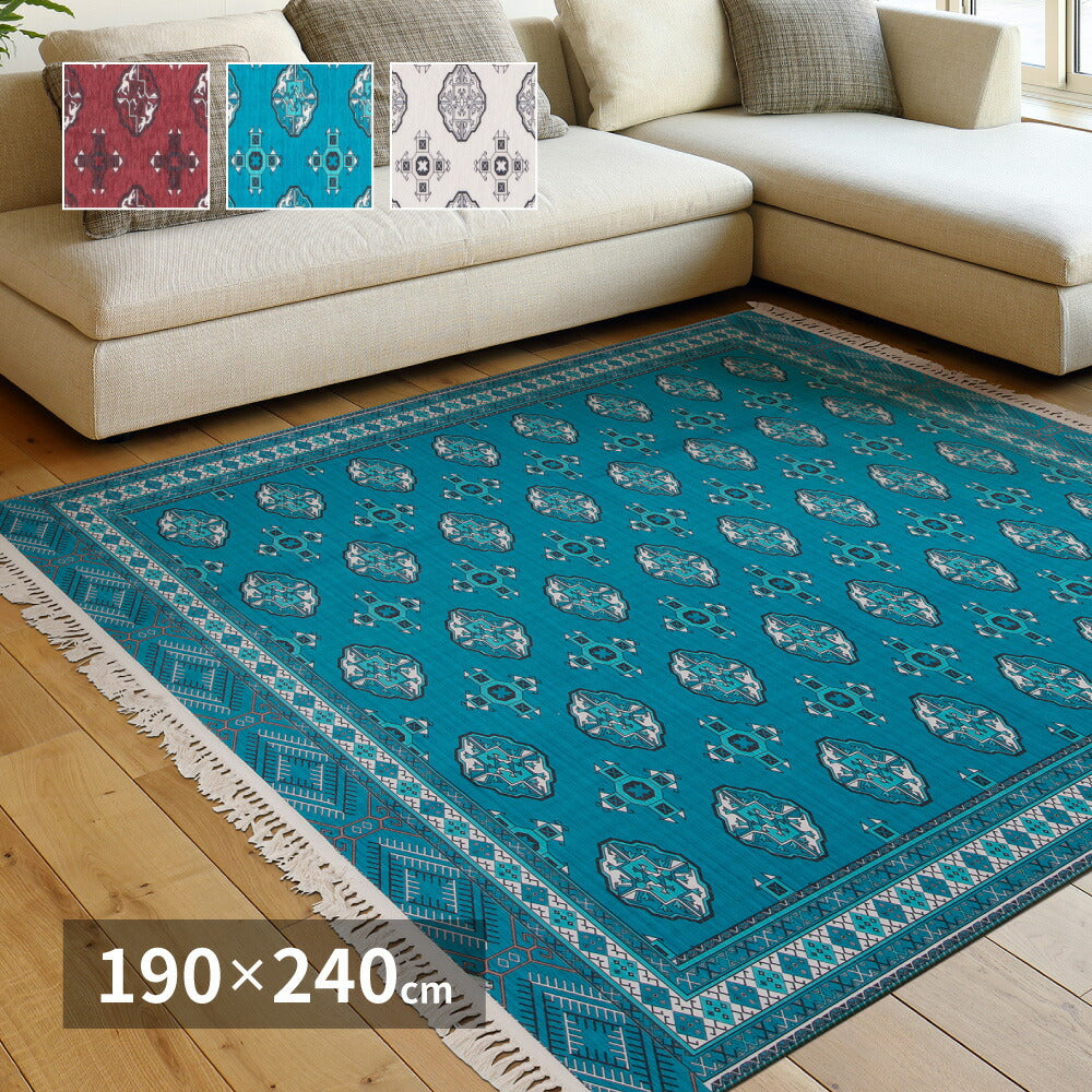 アンティーク絨毯風プリントラグ トルクメン