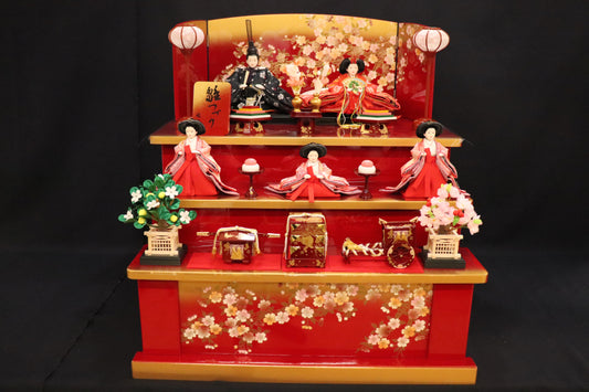 収納五人飾り雛人形セット(70cmx70cmx73cm)