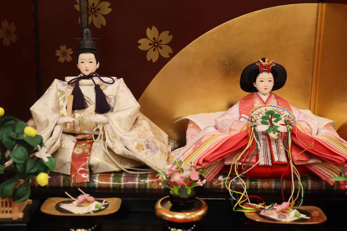 親王飾り雛人形セット(65cmx38cmx36cm)