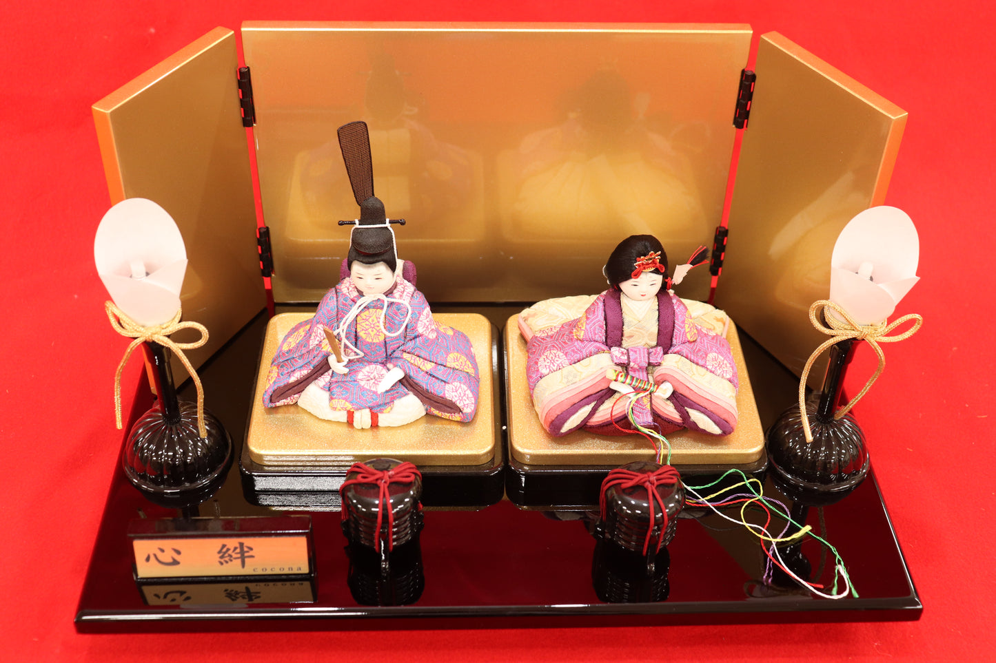 木目込み 親王飾り雛人形セット(38cmx23cmx21cm)