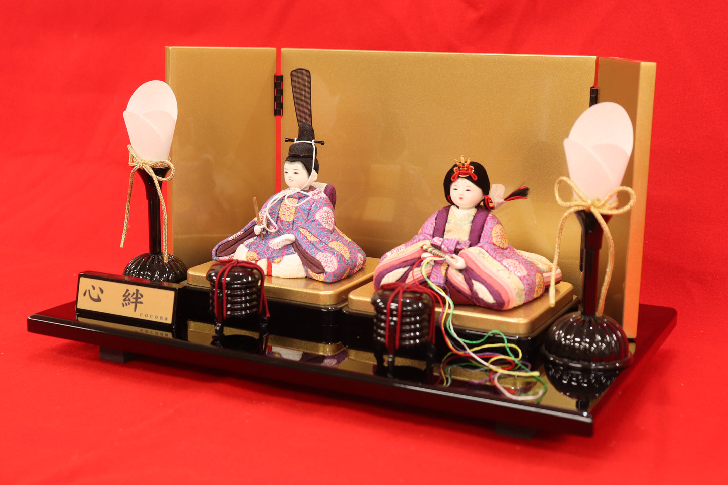 木目込み 親王飾り雛人形セット(38cmx23cmx21cm)