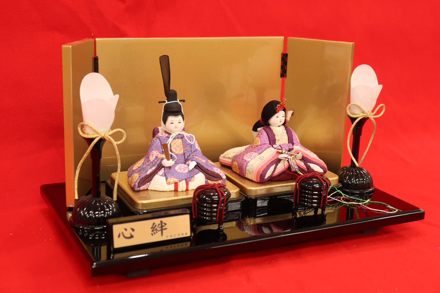 木目込み 親王飾り雛人形セット(38cmx23cmx21cm)