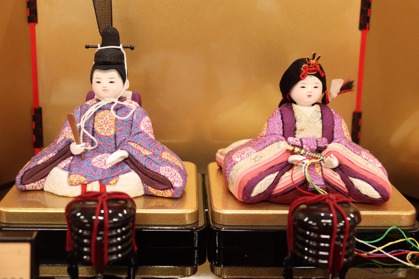 木目込み 親王飾り雛人形セット(38cmx23cmx21cm)