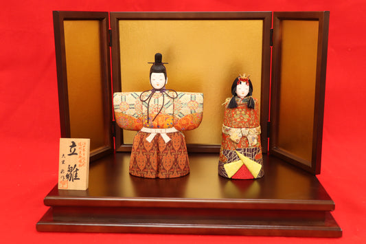 木目込み 親王飾り雛人形セット(45cmx27cmx33cm)