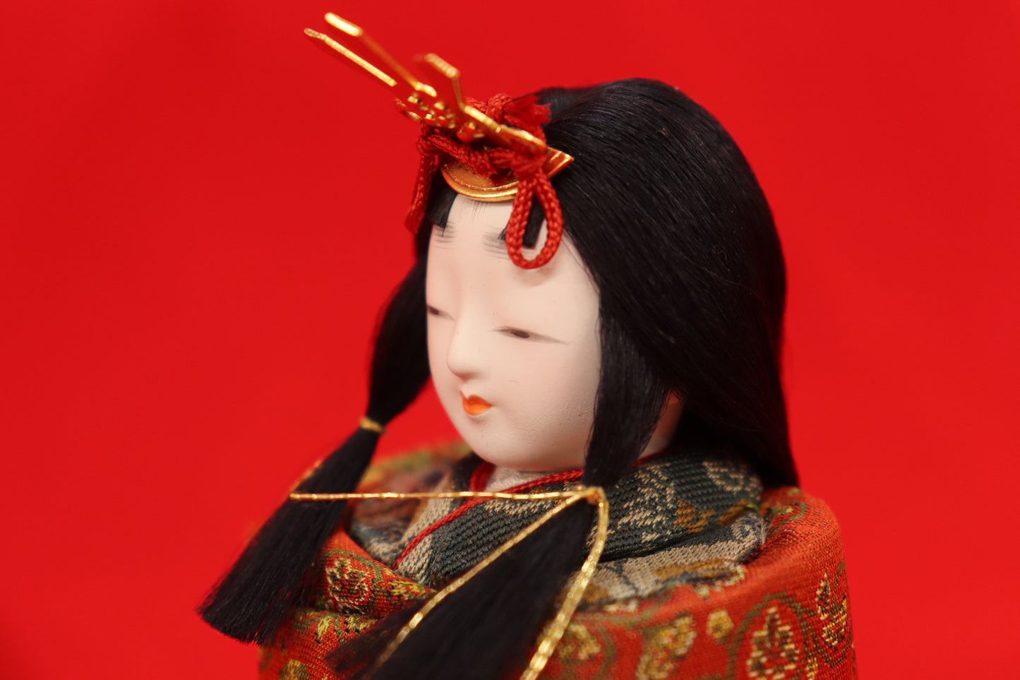 木目込み 親王飾り雛人形セット(45cmx27cmx33cm)