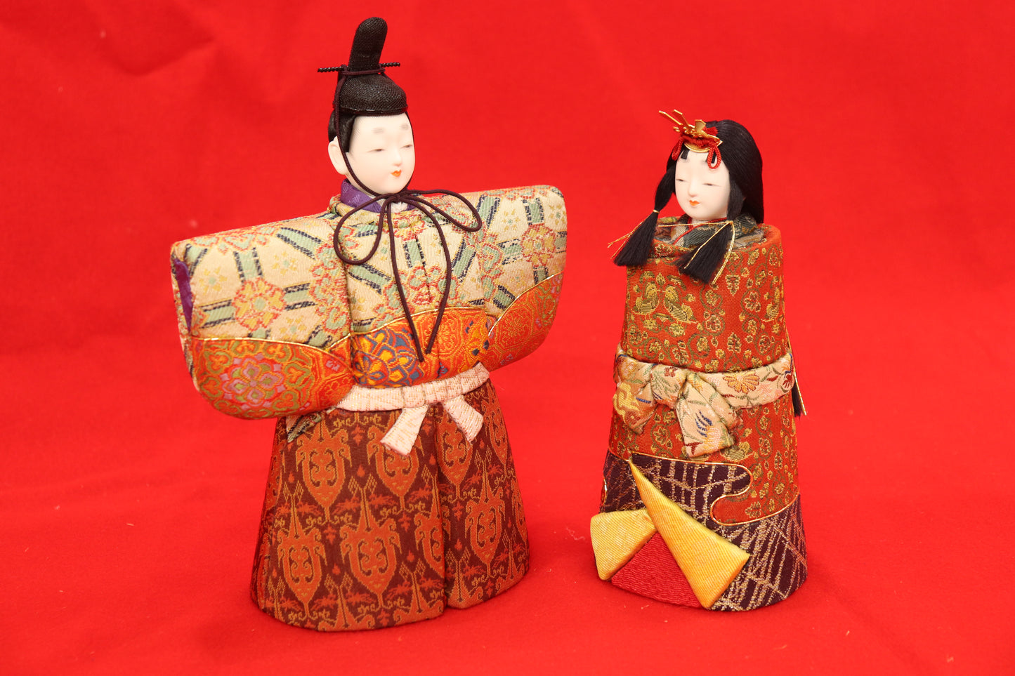 木目込み 親王飾り雛人形セット(45cmx27cmx33cm)