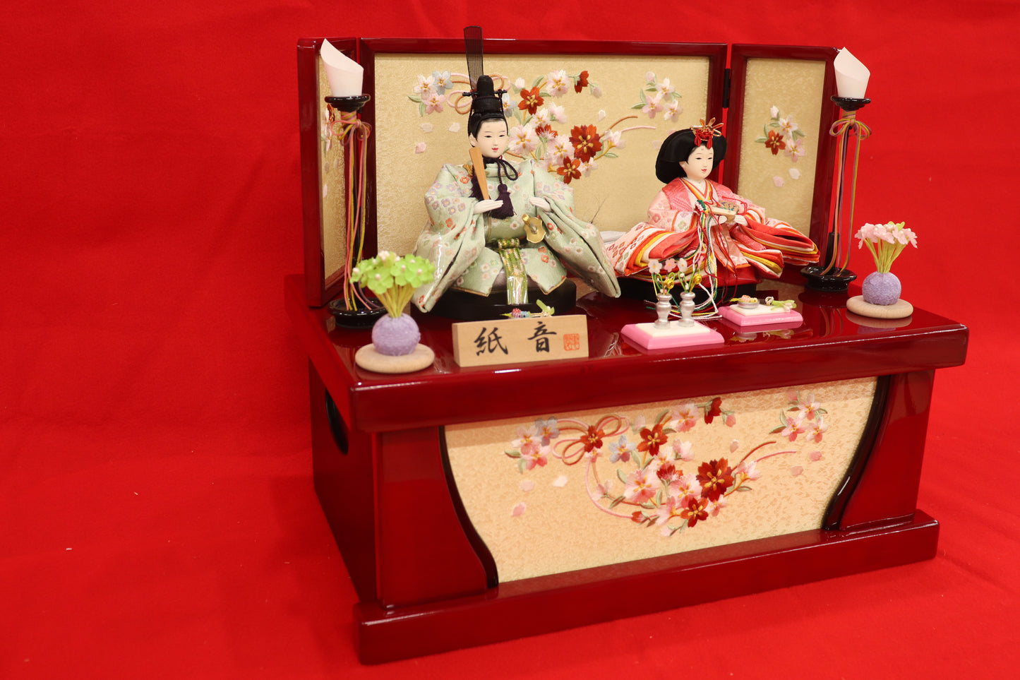 収納親王飾り雛人形(43cm×28cm×36cm)