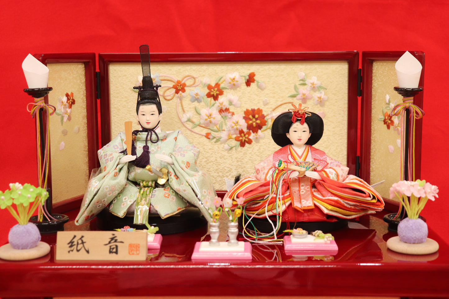 収納親王飾り雛人形(43cm×28cm×36cm)