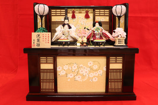 収納親王飾り雛人形セット(60cmx39cmx56cm)
