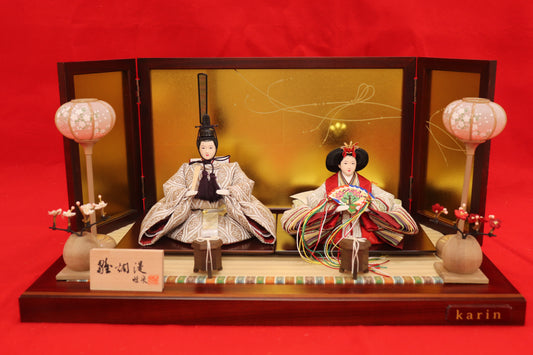 親王飾り雛人形セット (55㎝×33㎝×28㎝)