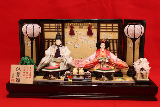 親王飾り雛人形セット (65㎝×35㎝×34㎝)