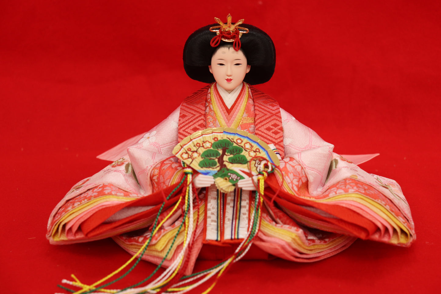 親王飾り雛人形セット (65㎝×35㎝×34㎝)