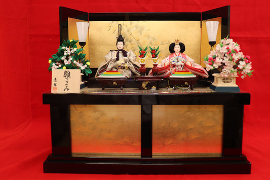 収納親王飾り雛人形セット(72cmx43cmx61cm)
