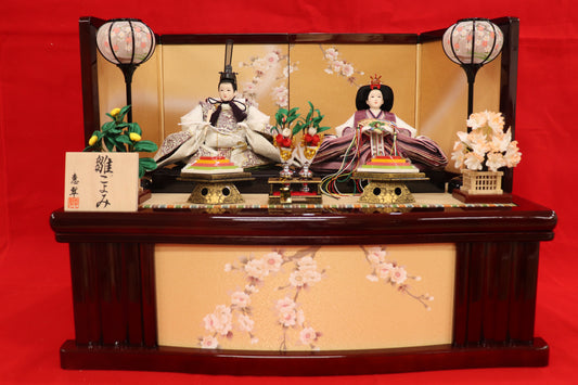 収納親王飾り雛人形セット(69x43x51cm)
