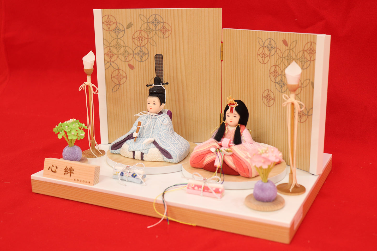 木目込み 親王飾り雛人形セット(35cmx25cmx24cm)