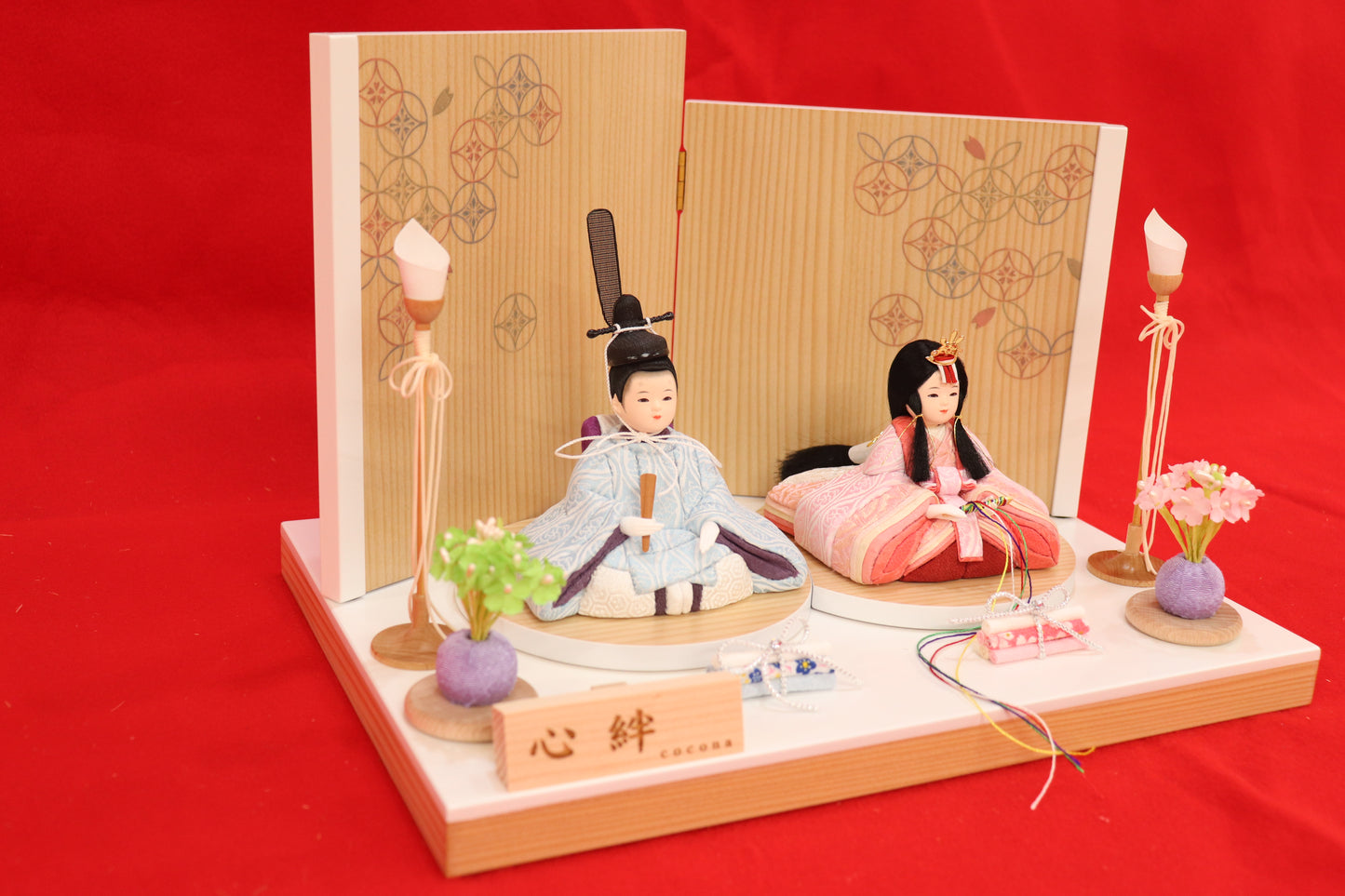 木目込み 親王飾り雛人形セット(35cmx25cmx24cm)