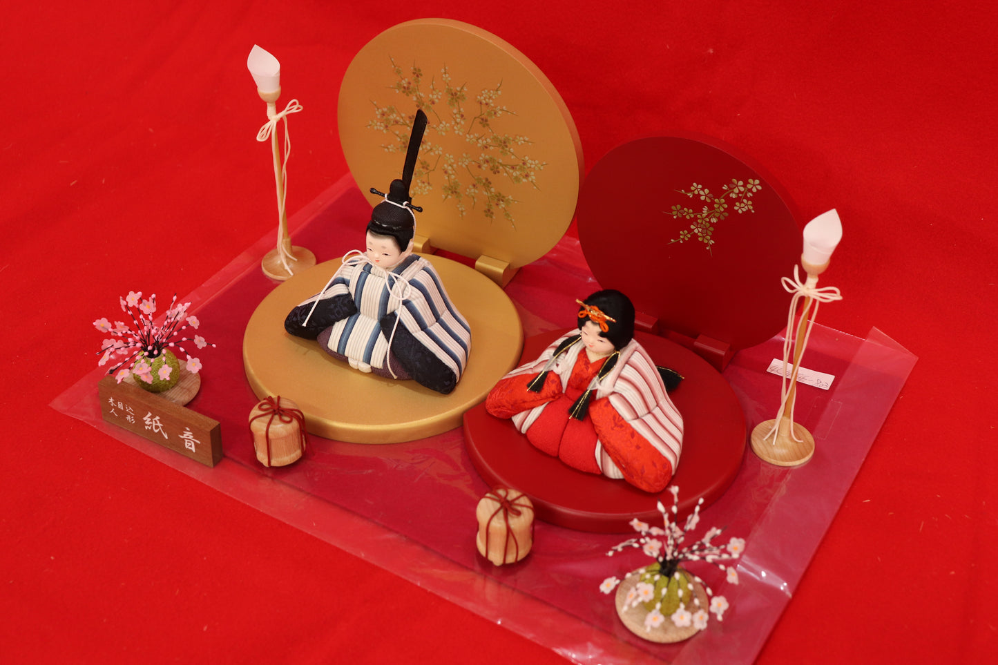 木目込み 親王飾り雛人形セット(40cmx25cmx17cm)