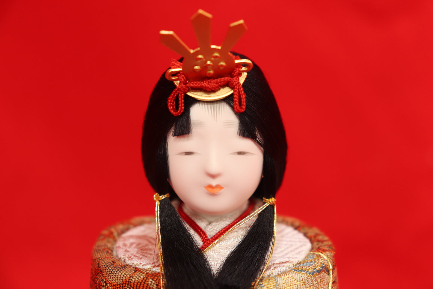木目込み 親王飾り雛人形セット(32cmx23cmx70cm)