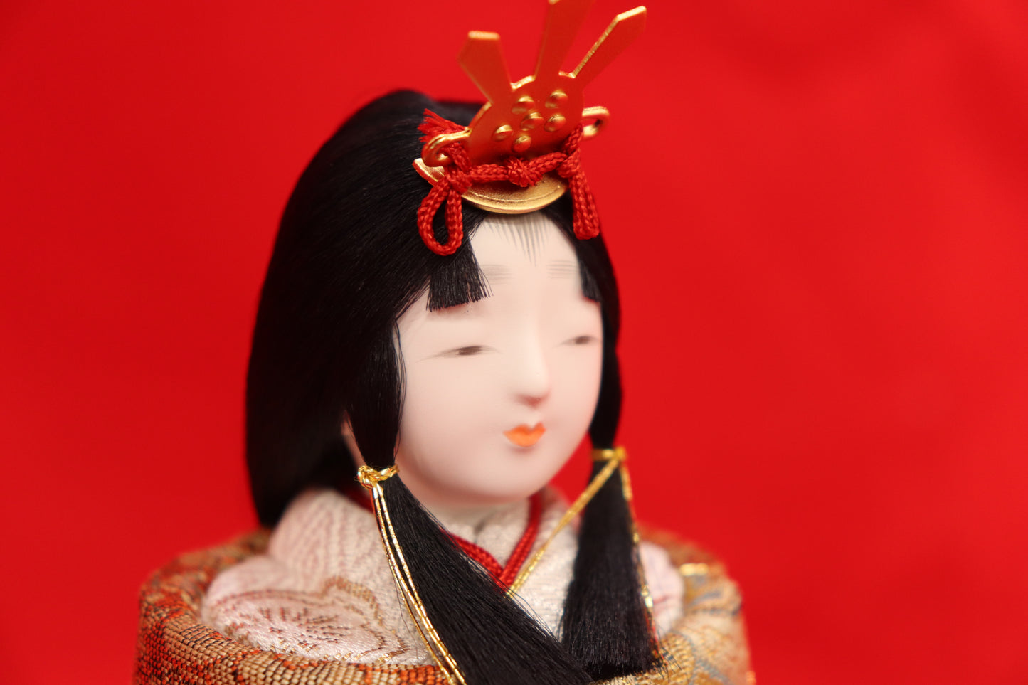 木目込み 親王飾り雛人形セット(32cmx23cmx70cm)