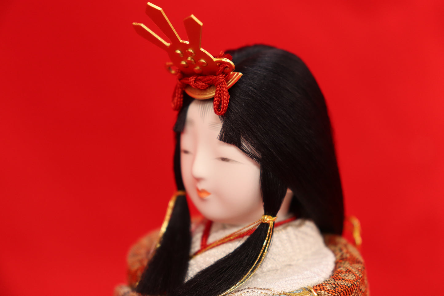 木目込み 親王飾り雛人形セット(32cmx23cmx70cm)