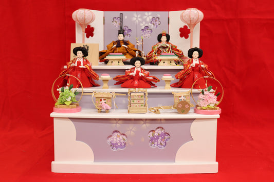 収納五人飾り雛人形セット(50cmx46cmx53cm)