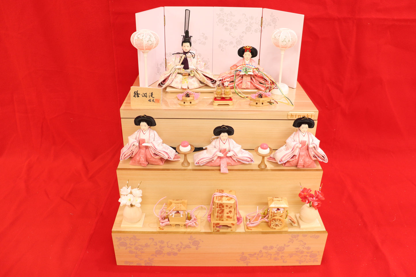 収納五人飾り雛人形セット(50cmx47cmx54cm)