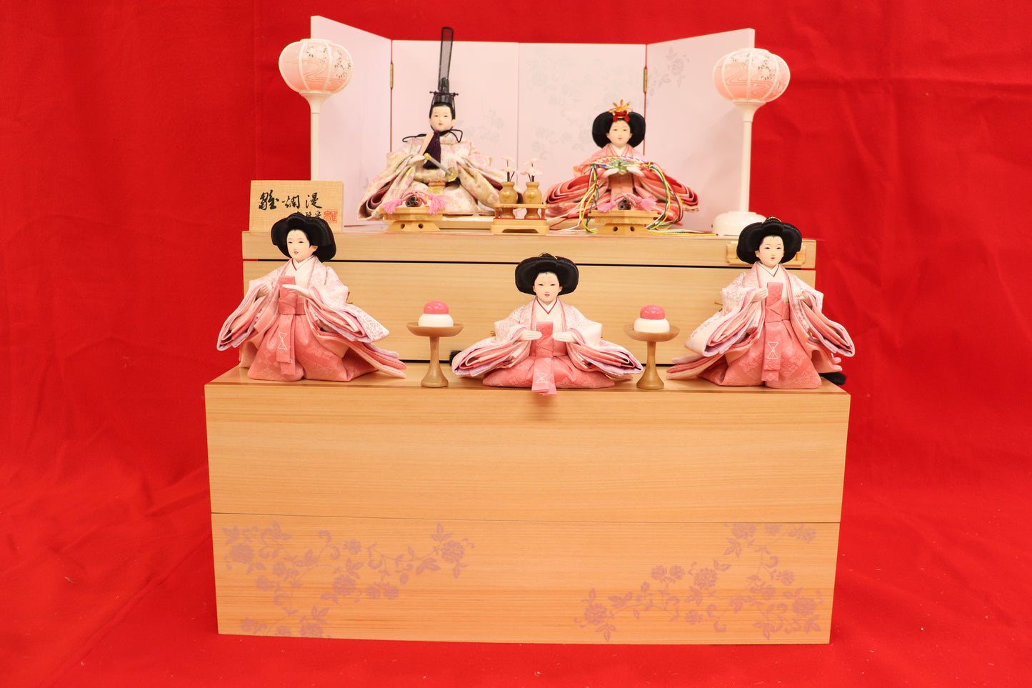 収納五人飾り雛人形セット(50cmx47cmx54cm)