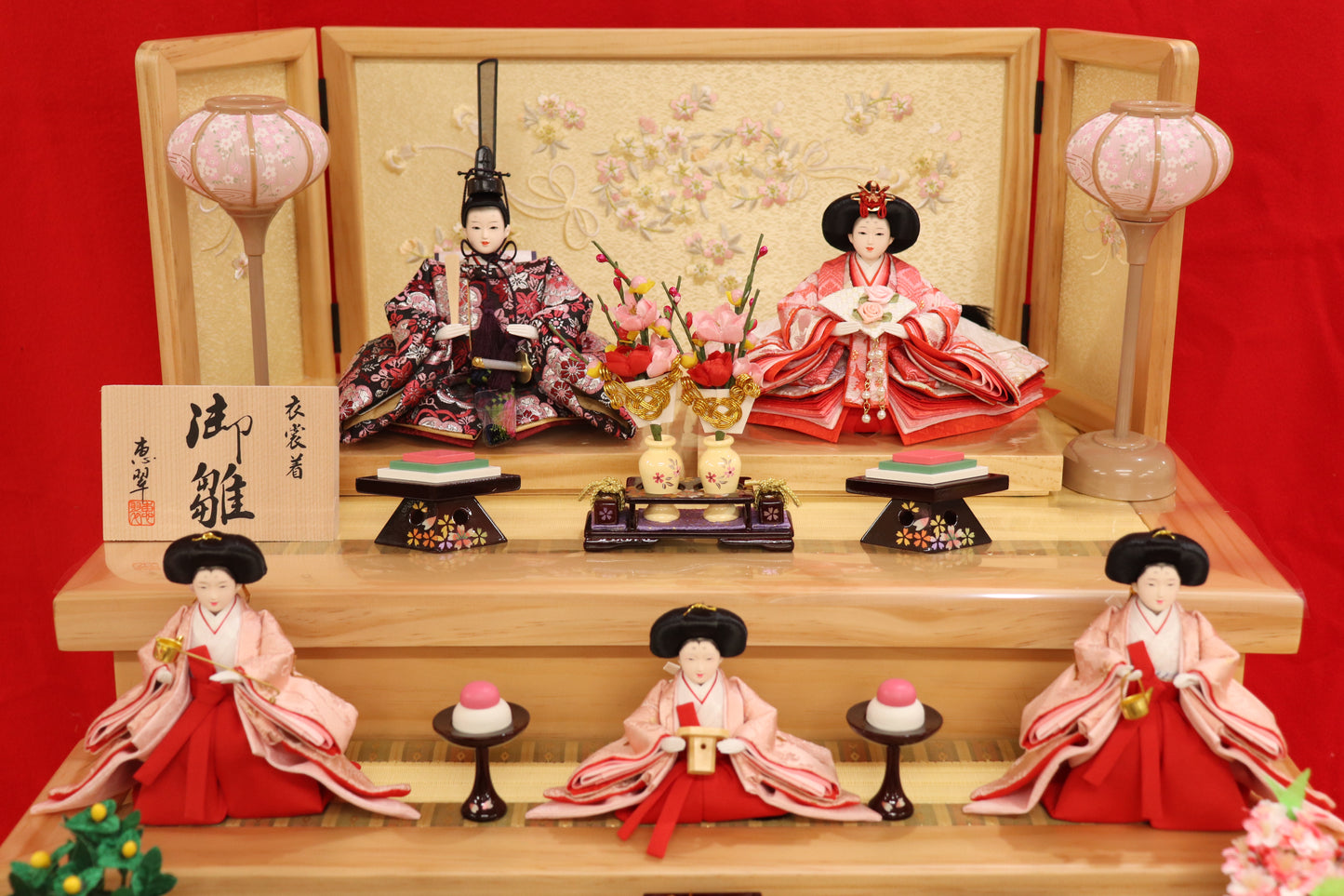 収納五人飾り雛人形セット(60cmx63cmx66cm)