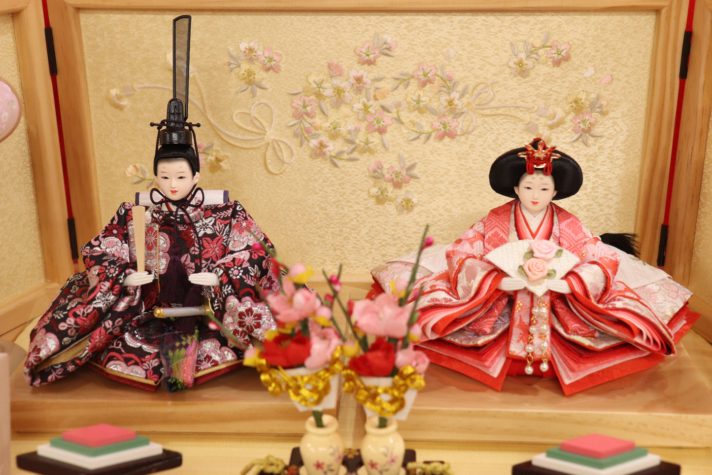収納五人飾り雛人形セット(60cmx63cmx66cm)
